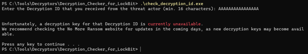 Выполнение файла check_decryption_id.exe